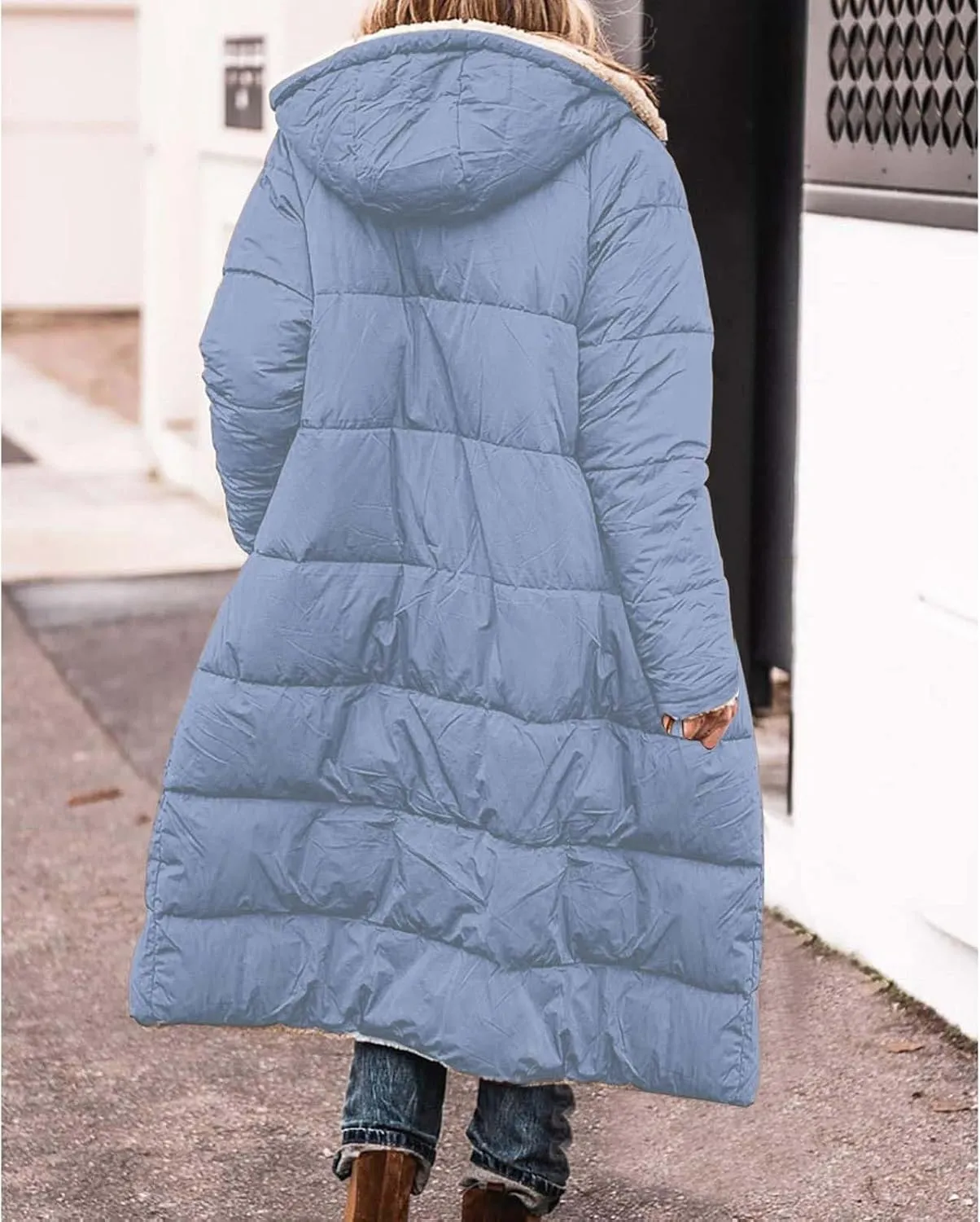 Womens Winter Cropped Puffer Jacket Coat Faux Fur Trim Hood Short Down Coats Cropped Puffer Long Sleeve Coats