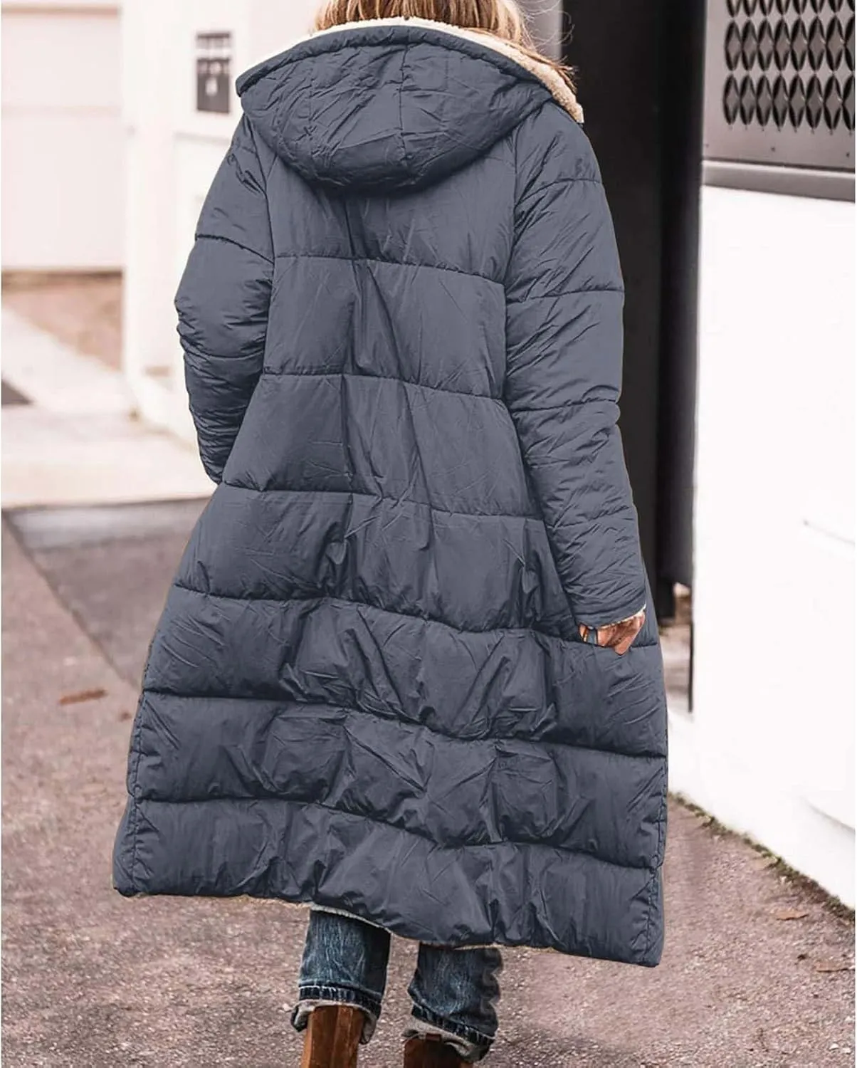 Womens Winter Cropped Puffer Jacket Coat Faux Fur Trim Hood Short Down Coats Cropped Puffer Long Sleeve Coats