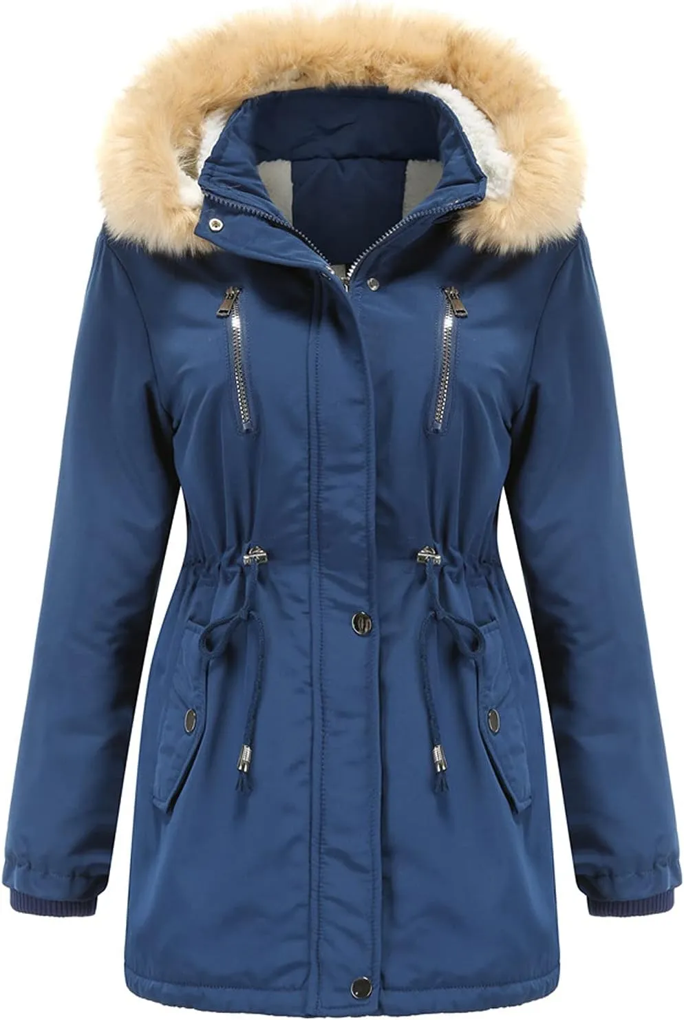 Women'S Winter Hooded Down Long Parkas Portable Thicken Puffer Coats Fashion Zipper With Pockets