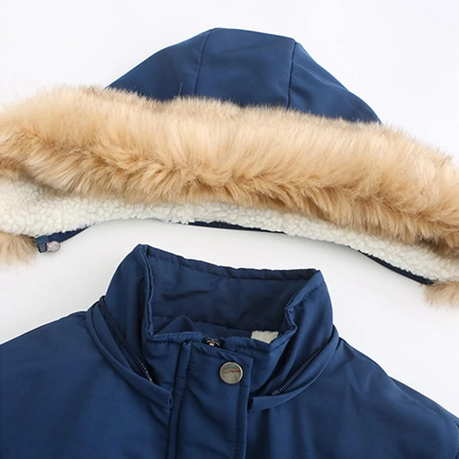 Women'S Winter Hooded Down Long Parkas Portable Thicken Puffer Coats Fashion Zipper With Pockets