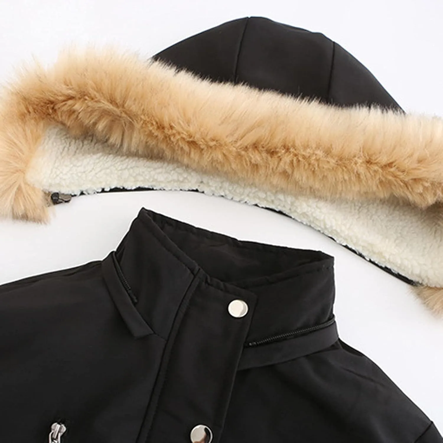 Women'S Winter Hooded Down Long Parkas Portable Thicken Puffer Coats Fashion Zipper With Pockets