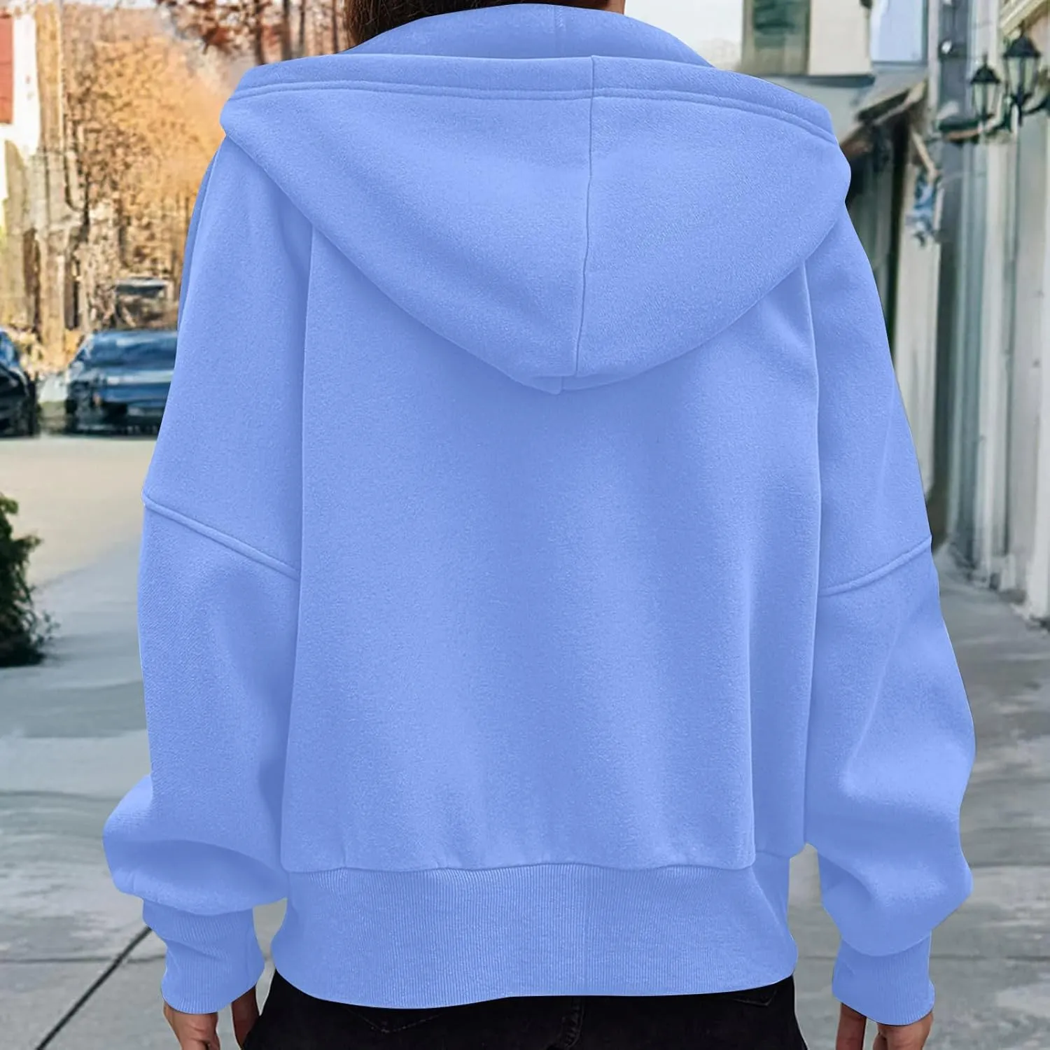 Women's Zip Up Hoodie 2024 Fall Fashion Oversized Sweatshirt Casual Long Sleeve Loose Athletic Jacket with Pockets