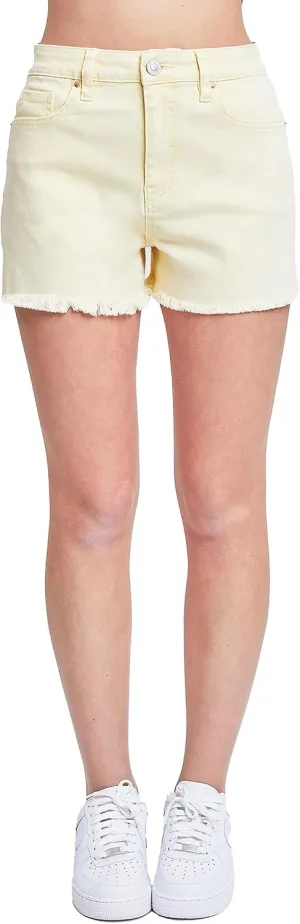 YMI Women's Essential High Rise 80's Acid Wash Mom Shorts