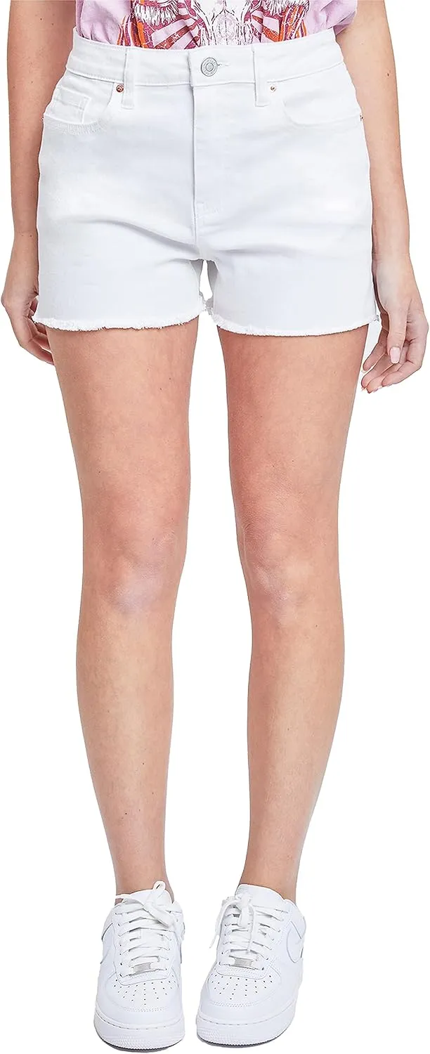 YMI Women's Essential High Rise 80's Acid Wash Mom Shorts