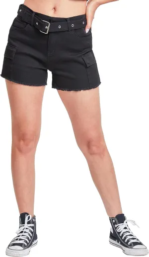 YMI Womens High Rise Belted Cargo Shorts