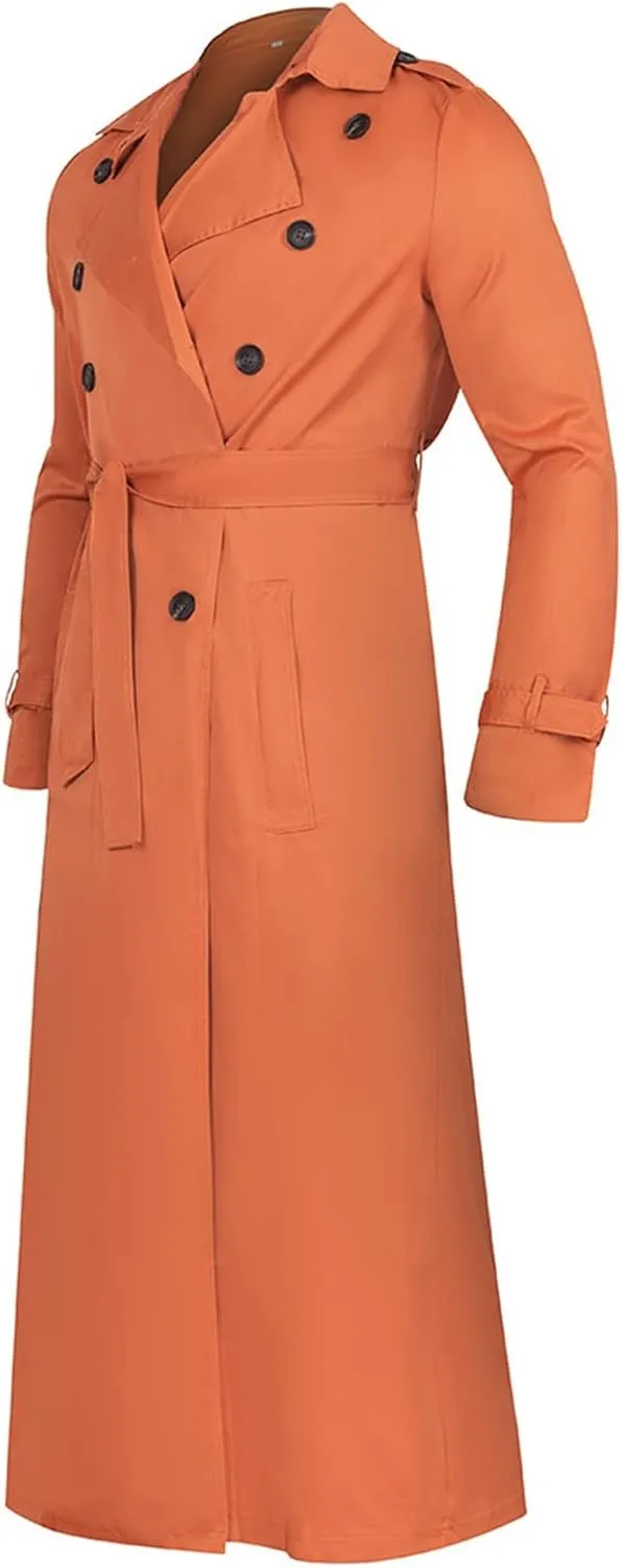 Ymosrh Mens Coats and Jackets Plus Size Luxury Full Length Trench Coat Long Wool Overcoat Winter Fashion Jackets