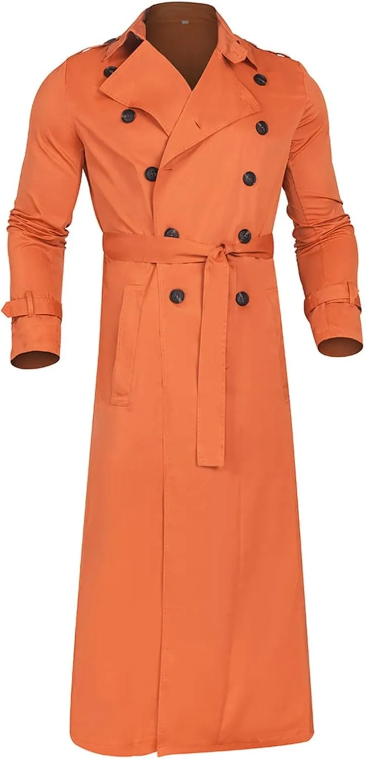 Ymosrh Mens Coats and Jackets Plus Size Luxury Full Length Trench Coat Long Wool Overcoat Winter Fashion Jackets