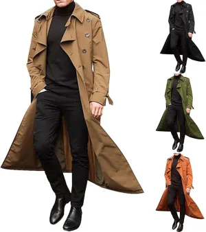 Ymosrh Mens Coats and Jackets Plus Size Luxury Full Length Trench Coat Long Wool Overcoat Winter Fashion Jackets