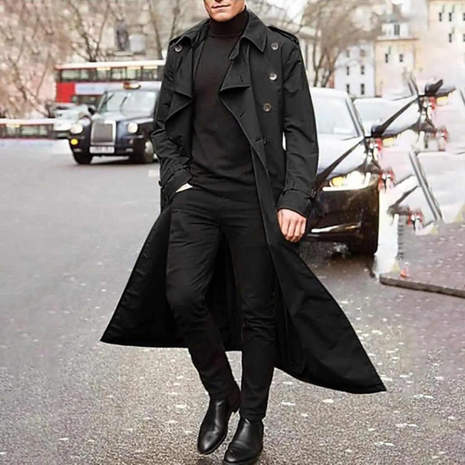 Ymosrh Mens Coats and Jackets Winter Men's Long-Slevee Luxury Full Length Trench Coat Long Wool Overcoat Jackets