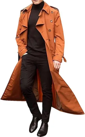 Ymosrh Mens Coats and Jackets Winter Men's Long-Slevee Luxury Full Length Trench Coat Long Wool Overcoat Jackets