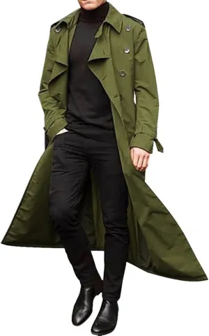 Ymosrh Mens Coats and Jackets Winter Men's Long-Slevee Luxury Full Length Trench Coat Long Wool Overcoat Jackets