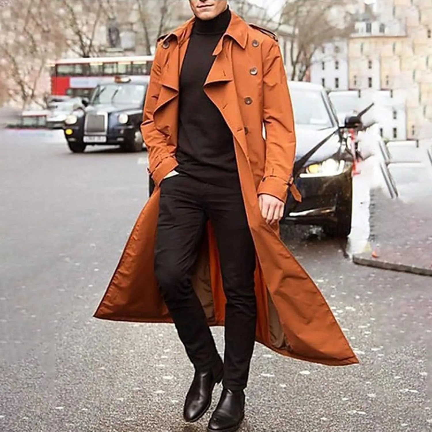 Ymosrh Mens Coats and Jackets Winter Men's Long-Slevee Luxury Full Length Trench Coat Long Wool Overcoat Jackets