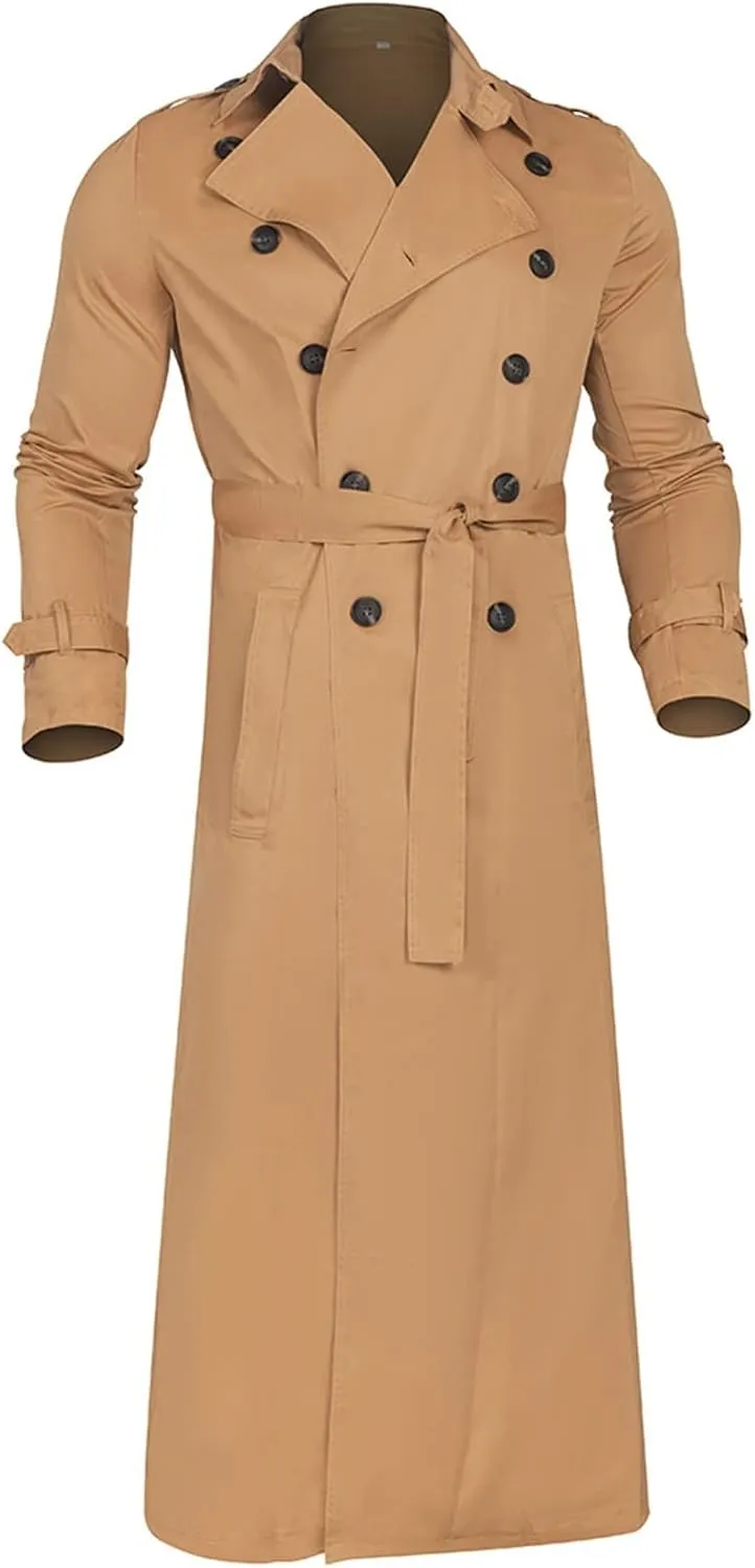 Ymosrh Mens Coats and Jackets Winter Men's Long-Slevee Luxury Full Length Trench Coat Long Wool Overcoat Jackets