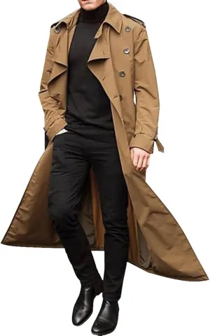 Ymosrh Mens Coats and Jackets Winter Men's Long-Slevee Luxury Full Length Trench Coat Long Wool Overcoat Jackets