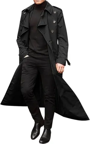 Ymosrh Mens Coats and Jackets Winter Men's Long-Slevee Luxury Full Length Trench Coat Long Wool Overcoat Jackets
