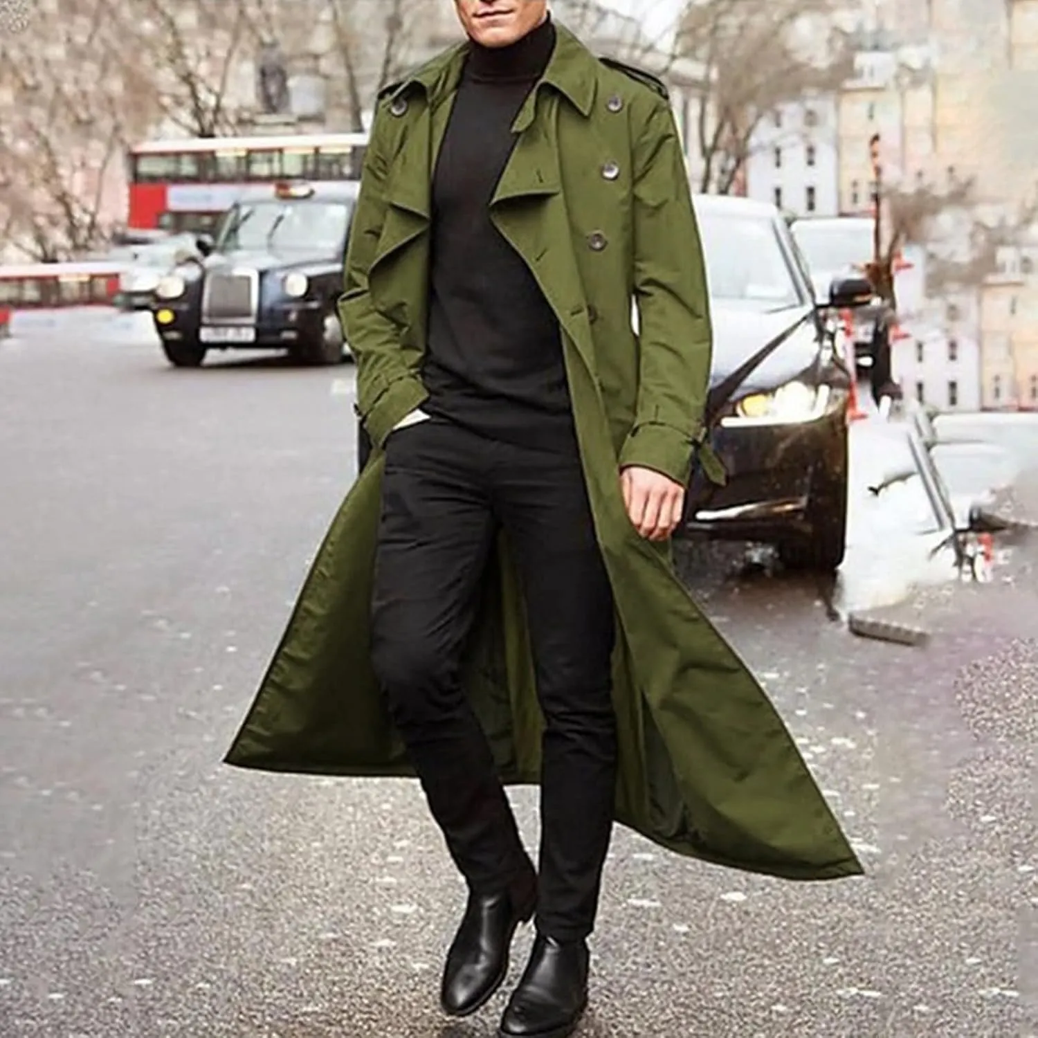 Ymosrh Mens Coats and Jackets Winter Men's Long-Slevee Luxury Full Length Trench Coat Long Wool Overcoat Jackets