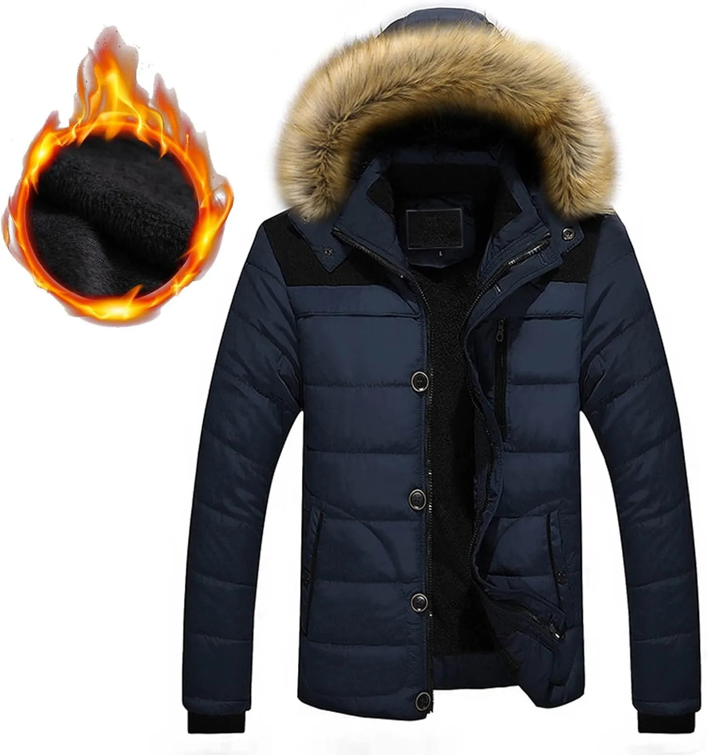 Ymosrh Mens Jackets Winter Men Outdoor Warm Thick Jacket Hooded Coat with Zipper Pocket Fashion Jackets
