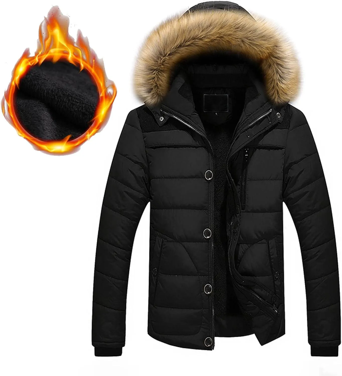 Ymosrh Sport Jackets for Men Warm Winter Thick Jacket Hooded Coat with Zipper Pocket Mens Coats and Jackets Fashion