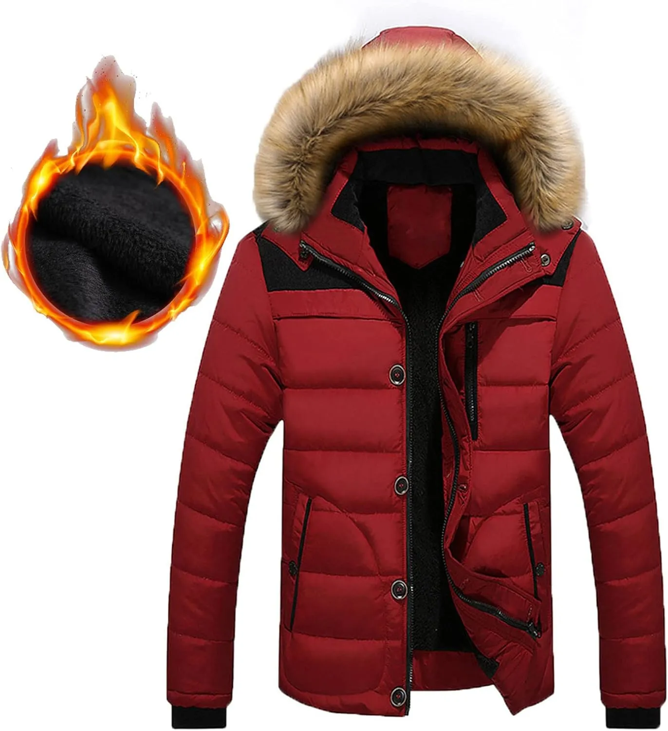 Ymosrh Sport Jackets for Men Warm Winter Thick Jacket Hooded Coat with Zipper Pocket Mens Coats and Jackets Fashion