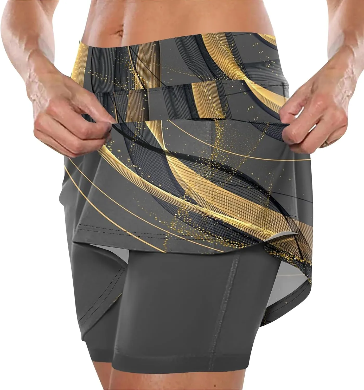 Yoga Culottes for Women Elastic Solid Color Athletic Shorts High Waist Skorts Skinny Joggers Lightweight