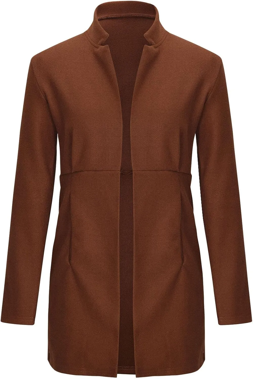 YRAETENM Women Winter Wool Jacket Fall Tailored Open Front Blazer Pea Coat Work Office Woolen Mid Long Cardigan Trench Coat